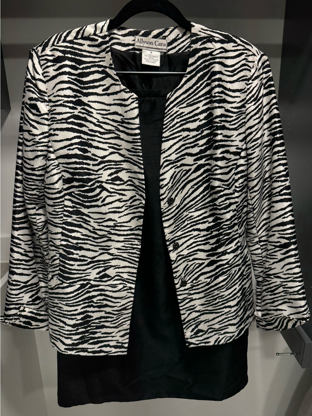 Allyson Cara 2 piece Black & White Zebra Print Suit